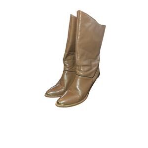 Vintage Dingo High Heel Cowboy Boots Taupe 8N Pointed Toe lynx meadow w/box